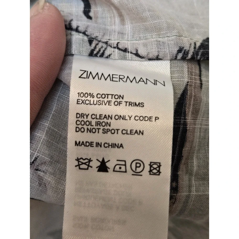 Zimmermann Vacay Shirt Short Sleeve Button Down Oversized Surf Printed Beach Med - Picture 8 of 12